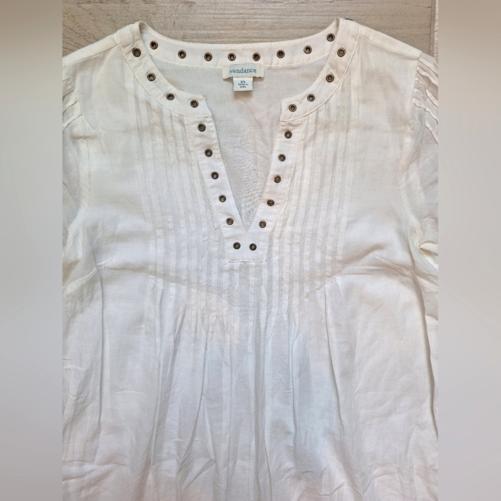 Sundance Nicolette embroidered V-neck white cotton dress with embroidery - XS - Picture 3 of 13